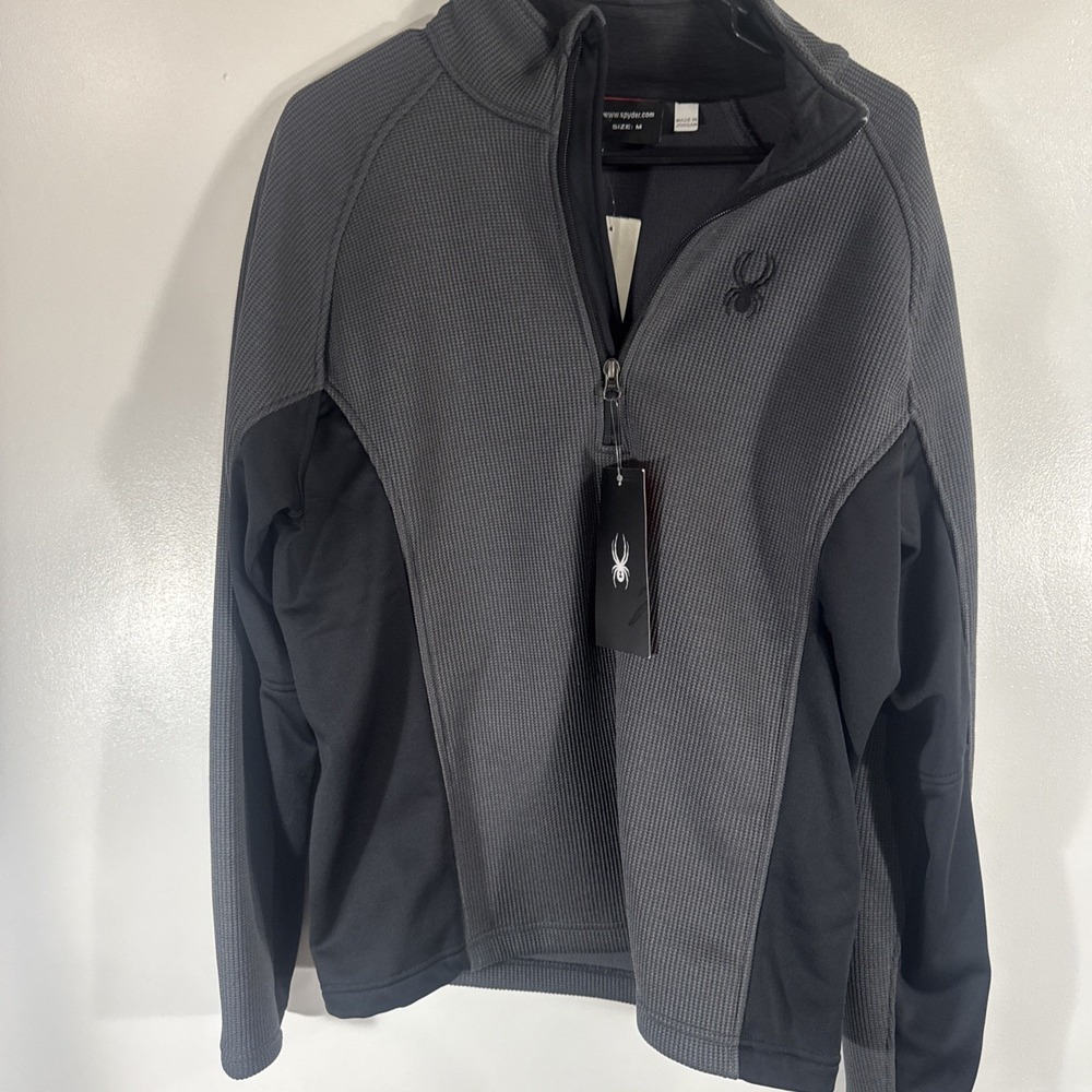 Spyder Men's Jacket Black Gray 1/4 Zip New NWT Size M Medium